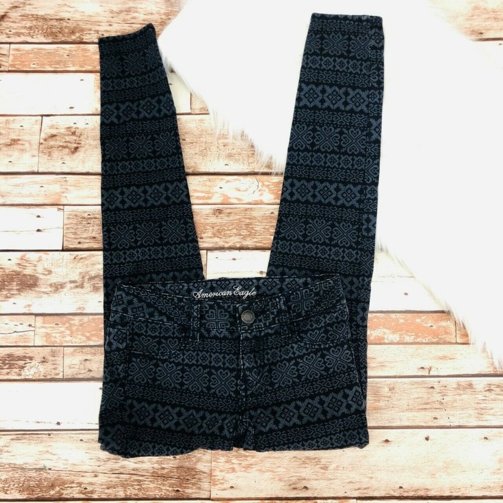 American Eagle Aztec Print Skinny Jeggings Size 0 - Picture 2 of 5